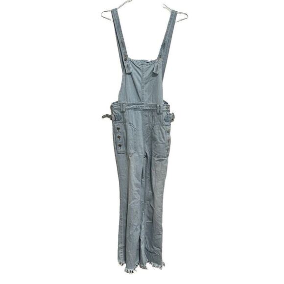 Free People We The Free Denim Bib Overall Jumpsuit Jeans Flare Bootcut Size 26 - Picture 1 of 11